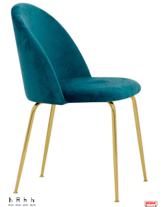 Sedia struttura robusta gambe metallo oro rivestimento in velluto opzione colore -LB-Blu chiaro