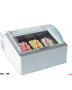Congelatore gelato da banco Cupola trasparente 3 gusti da 5 Lt. o 6 gusti da 2.5 Lt.