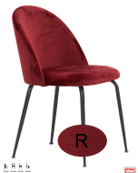Sedia struttura robusta gambe acciaio verniciato rivestimento in velluto opzione colore -R-Rosso