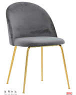 Sedia struttura robusta gambe metallo oro rivestimento in velluto opzione colore -DG-Grigione