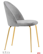 Sedia struttura robusta gambe metallo oro rivestimento in velluto opzione colore -LG-Grigio chiaro