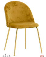 Sedia struttura robusta gambe metallo oro rivestimento in velluto opzione colore -SE-Senape