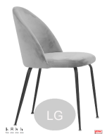 Sedia struttura robusta gambe acciaio verniciato rivestimento in velluto opzione colore -LG-Grigio chiaro