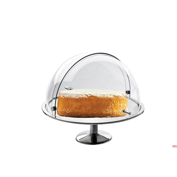 Espositore torta ø 38 H 42,5 cm in inox 18/10 con cupola di protezione
